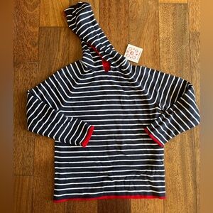 NEW Hanna Andersson Striped Navy and White Hoodie / Reversible in Red - 130